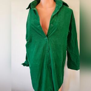 Green Dress Tunic Comfy Cotton Handmade